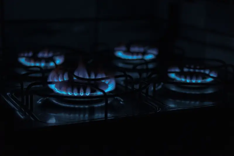 Quemadores de una cocina a gas encendidos